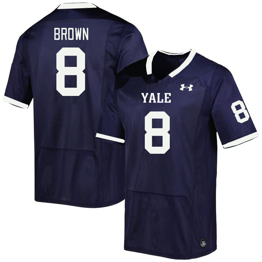 Men-Youth #8 Nico Brown Yale Bulldogs 2023 College Football Jerseys Stitched-Blue